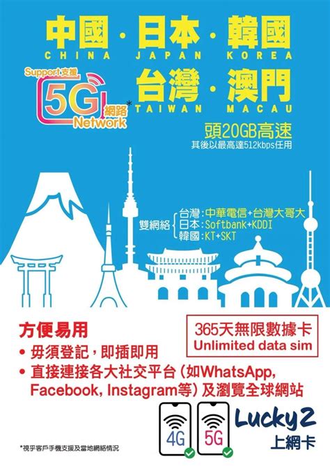 Lucky SIM Lucky2 中國．日本．韓國．台灣．澳門 .